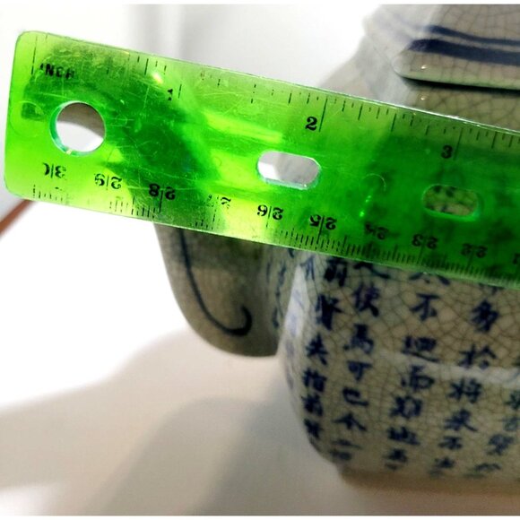 Vintage Hand Painted Chinese Teapot Blue Calligraphy Qing Hua Style Ceramic - Picture 10 of 14